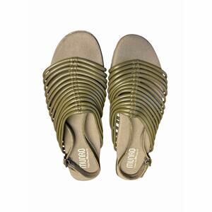 Munro Olive Green Strappy Leather Sandals Size 8.5M Comfort Slingback